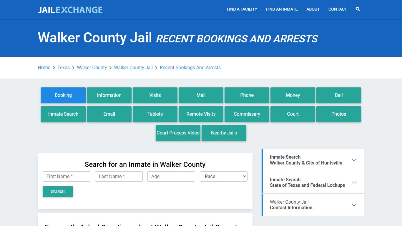 Walker County Jail Recent Bookings And Arrests - Jail Exchange