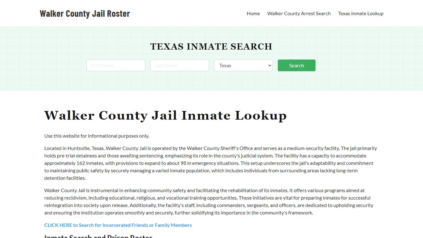 Walker County Jail Roster Lookup, TX, Inmate Search